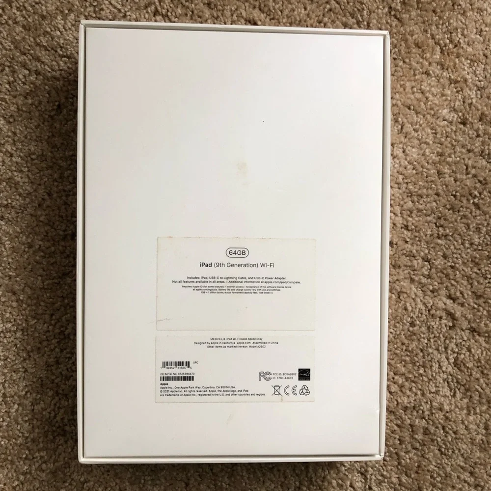 Apple iPad 9th Generation WiFi 64 GB Space Gray EMPTY BOX ONLY
